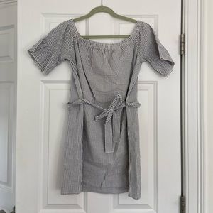 Gray and White Seersucker Top